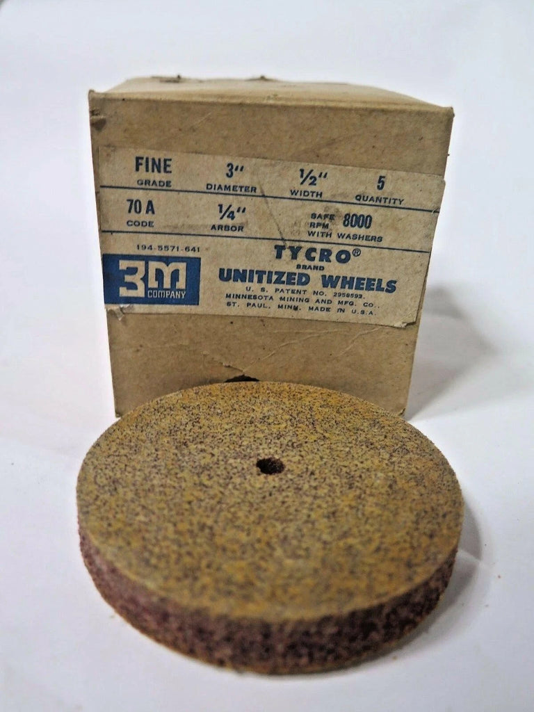 3M Unitized Wheel Grade Fine 3 x 1/2" 194-5571-641 Qty 5 New Old Stock in Box