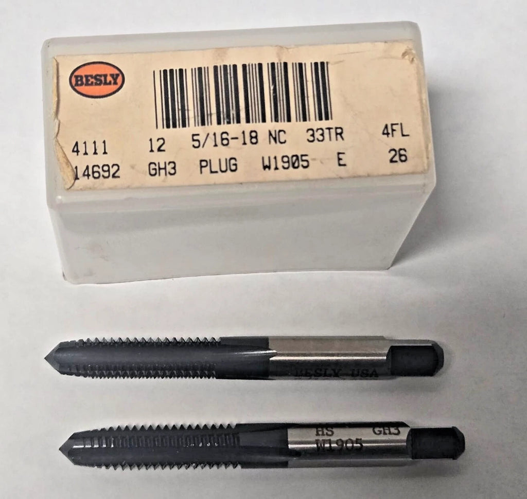Lot of 2 Besly Tap 5/16 - 18 NC GH3 Plug 4 FL 33TR Brand New USA Made
