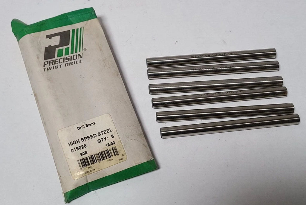 Lot of 6 Precision Twist Drill PTD High Speed Steel HSS 13/32 60B Blank New USA