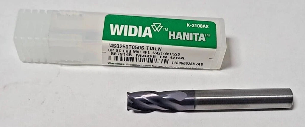 Hanita WIDIA Solid Carbide End Mill 1/4 x 1/4 x 1/2 x 2 Brand New 4 Flutes