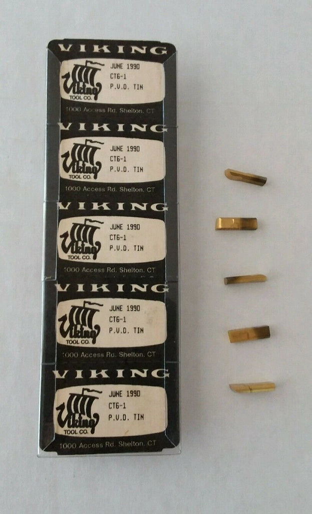 Viking 5pcs CT6-1 P.V.D. Tin Carbide Inserts Grooving New