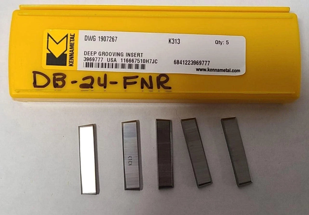 5 Pcs Kennametal DWG 1907267 K313 Deep Grooving Carbide Inserts Lathe DB-24-FNR