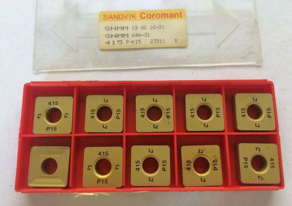 SANDVIK Coromant SNMM 644-31 19 06 16-31 415 P-K15 Lathe Carbide 10 Inserts Gold