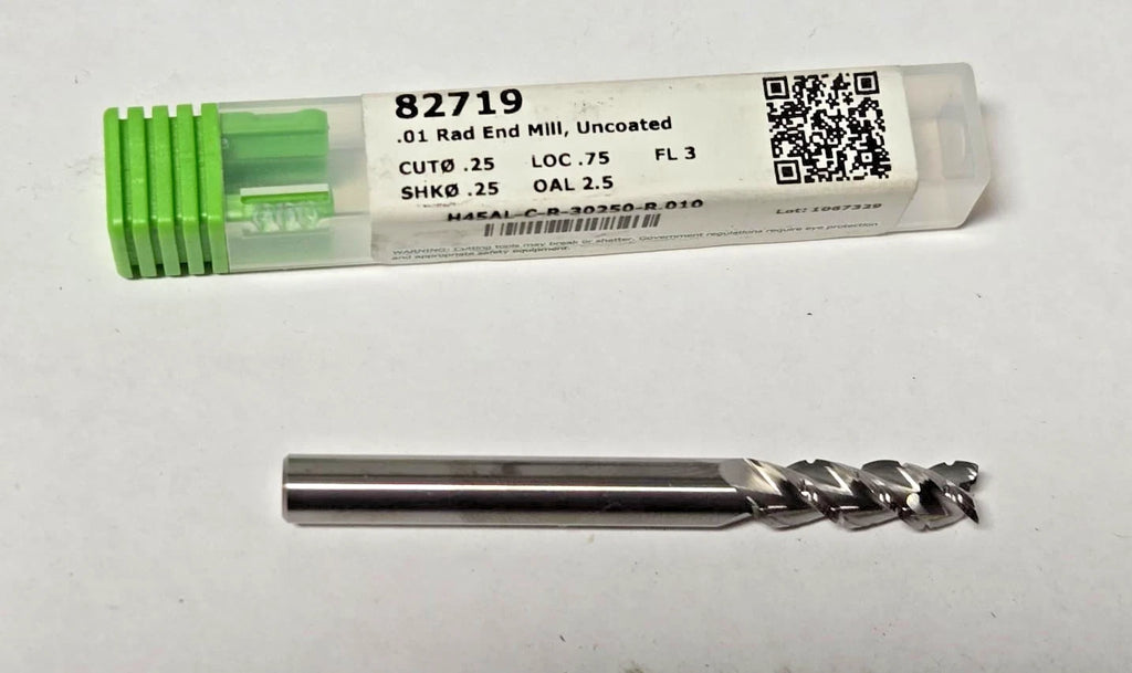 Helical 82719 Solid Carbide End Mill 3 flute .01" Radius 1/4 x 1/4 x 2-1/2