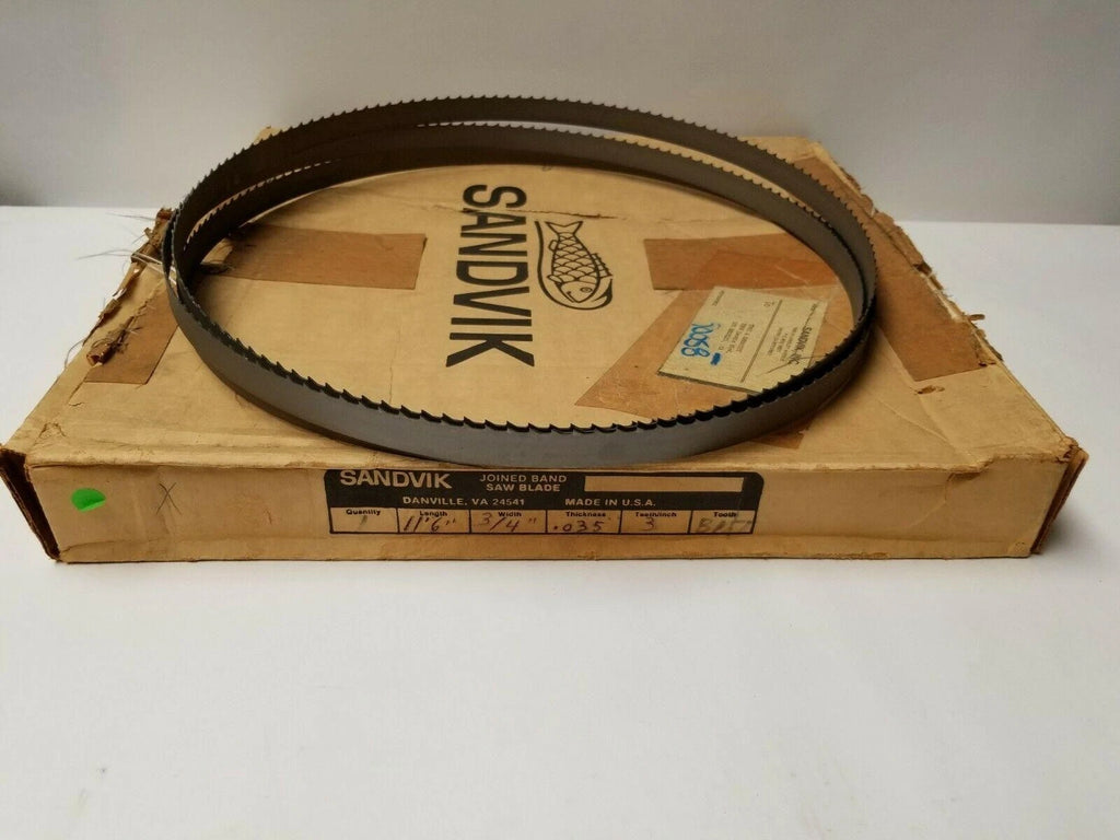 1 New SANDVIK 11' 6" Length Joined Band Saw Blade .035 Thickness 3/4" Width