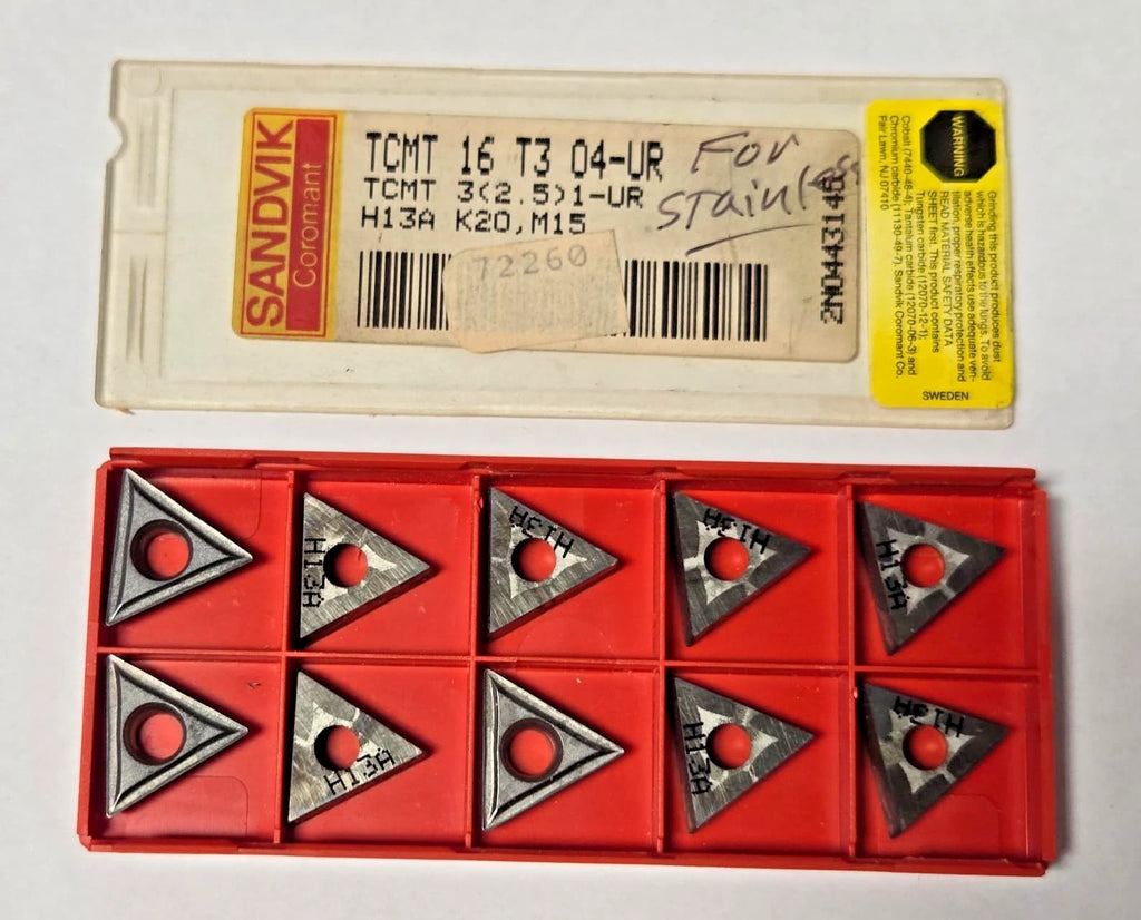 SANDVIK Coromant TCMT 16 T3 04-UR 3(2.5)1-UR H13A K20 M15 Lathe Carbide Inserts