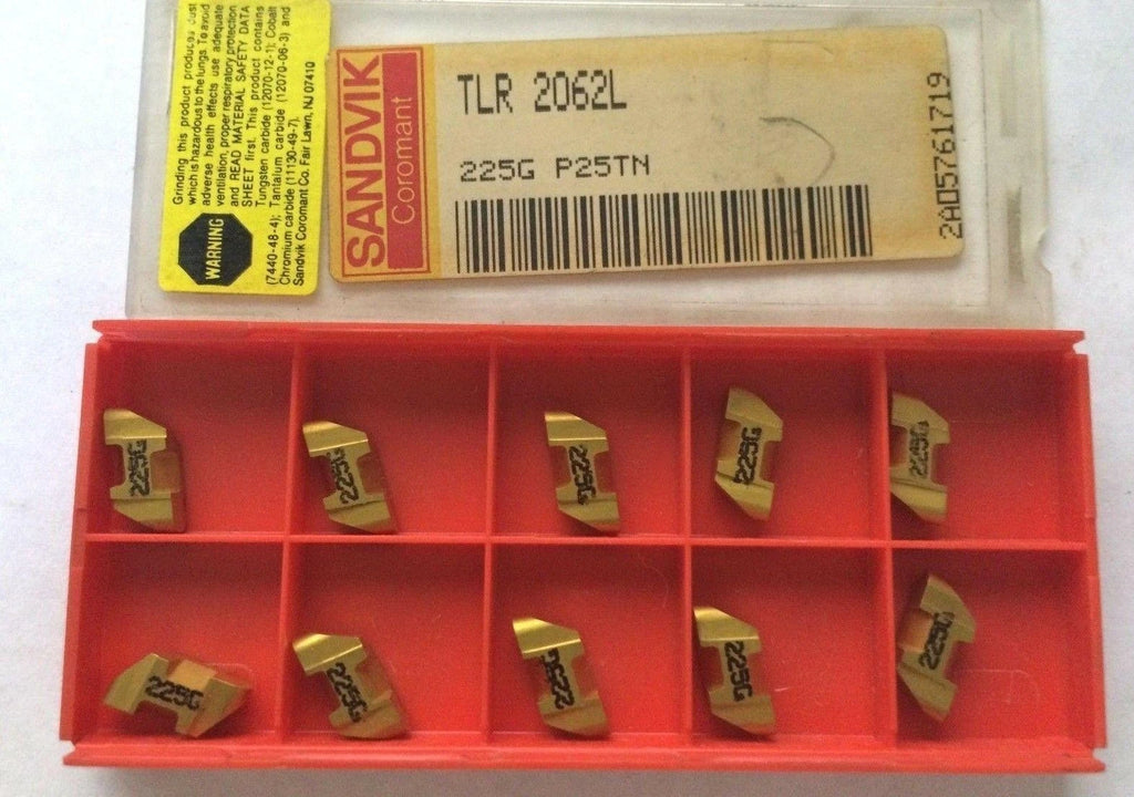 10 Pcs SANDVIK Coromant TLR 2062L 225G P25TN Lathe Grooving Carbide Inserts Gold