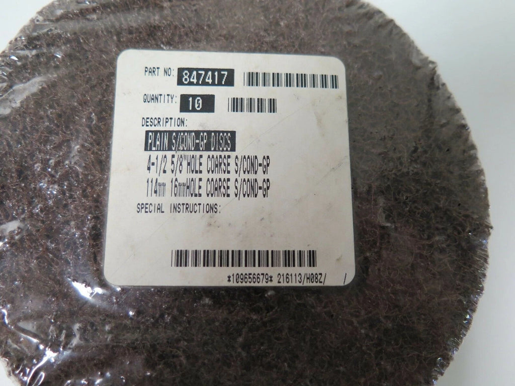 10 Pcs Standard Abrasives 4 1/2 X 5/8 Coarse Hook Loop Surface Disc 847417 New