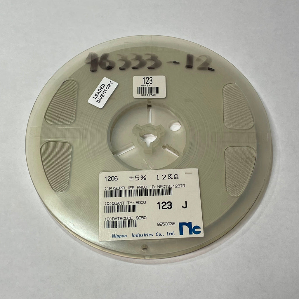 Reel of 5000 Nippon Industries NRC12J123TR Resistor 1206 5% 12KOhm SMD 46333-12