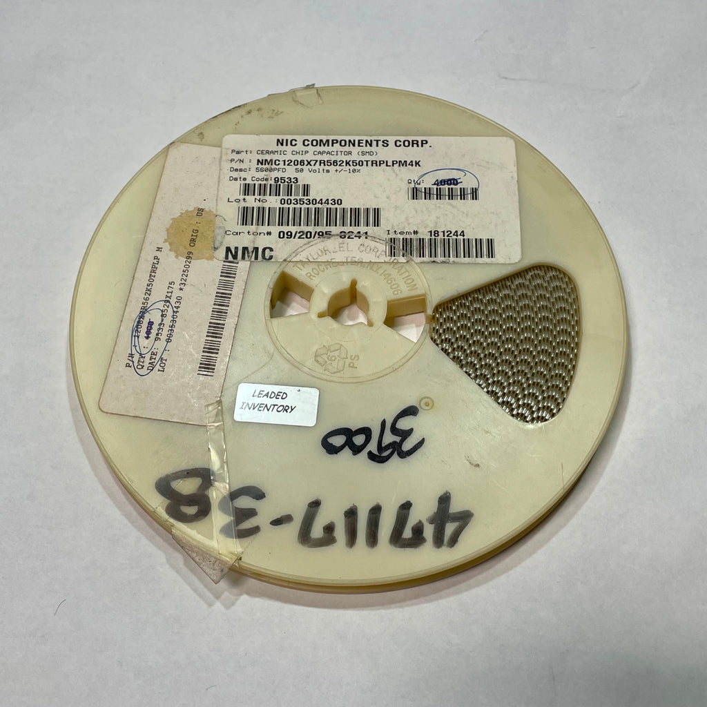Reel of 3000 NIC COMPONENTS NMC1206X7R562K50TRPLPM4K 560nF Capacitor 47117-38