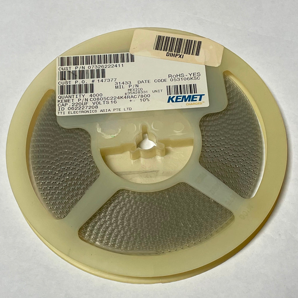 Reel of 3500 KEMET C0805C224K4RAC7800 Capacitor 0.220UF 16V +/- 10% NO-IEE