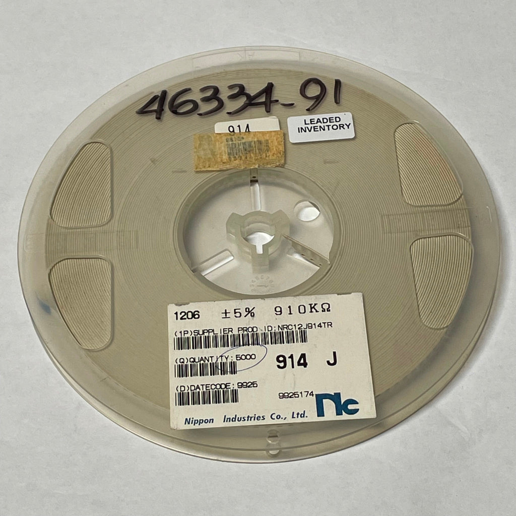 Reel of 5000 Nippon Industries NRC12J914TR 1206 +/- 5% 910K Ohm 46334-91
