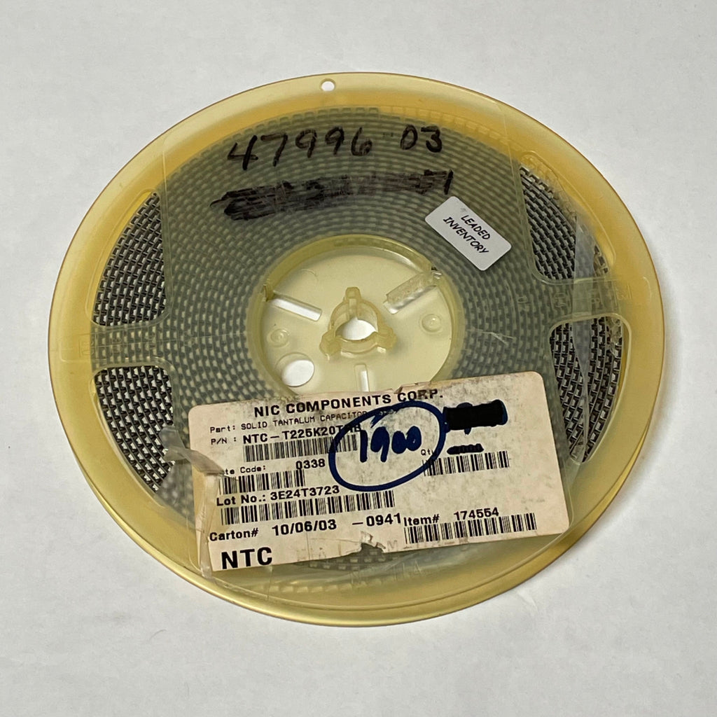 Reel of 1800 NIC COMPONENTS NTC-T225K20TRB 1206 2.2UF 20V 47996-03
