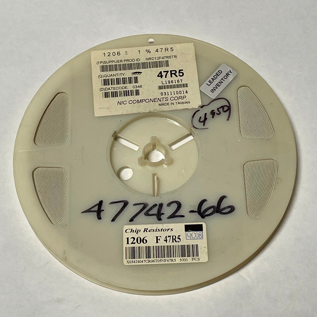 Reel of 4800 NIC COMPONENTS NRC12F47R5TR 1206 +/- 1% 47R5 47742-66