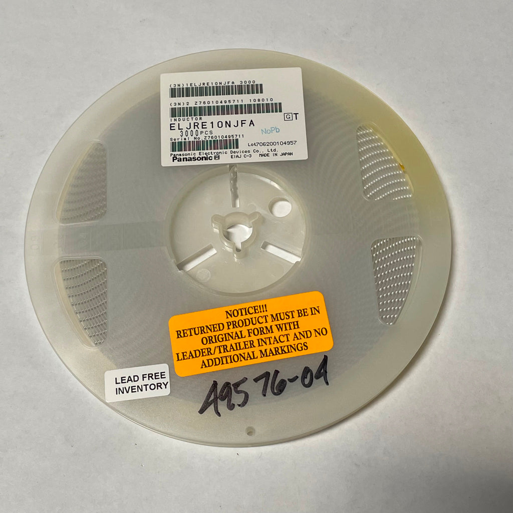 Reel of 3000 Panasonic ELJRE10NJFA INDUCTOR 10NH 5% 0603 SMD 49576-04