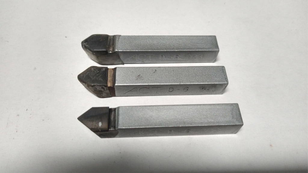 ACT Brazed Tipped Carbide Lathe Tool Bit 3/8" Shank D-6 883 USA Made Lot of 3