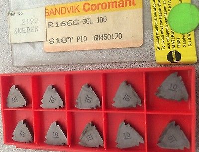 SANDVIK Coromant R166G 3CL 100 S1OT P10 Threading Lathe Carbide 10 Inserts New