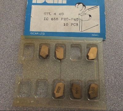ISCAR GTL 4 4D IC 656 P20 P40 Carbide Inserts Grooving 6Pcs Lathe Self Grip Gold