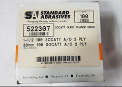 100 Pcs Standard Abrasives SOCATT Quick Change Disc Scotch 522307 1-1/2 2 PLY