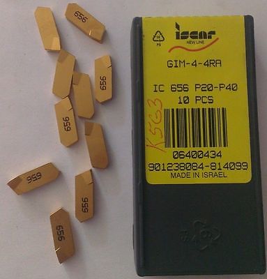 ISCAR GIM 4 4RA IC 656 Carbide 10 Inserts Grooving Self Grip Cut Off Lathe Gold