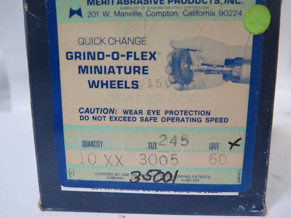 10 Pcs MERIT Abrasives Grind O Flex Mini Wheel 35001 MM 3005 Grit 60 Brand New