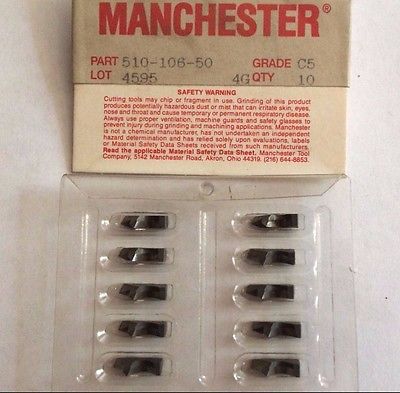 MANCHESTER 510 106 50 C5 4595 Grooving Lathe Carbide Inserts 10 Pcs New Tools
