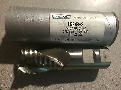 Lot of 3 New Weldon HSS End Mill 1-1/2" Dia 3 Flute Rougher WRF48-8 USA Made New