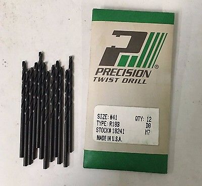 Lot of 12 High Speed Steel Drills #41 PRECISION Twist Drills R18B Made in USA