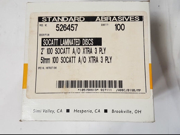 100 Pcs Standard Abrasives 2" Laminated Disc Scotch Hole 526457 3 PLY New USA