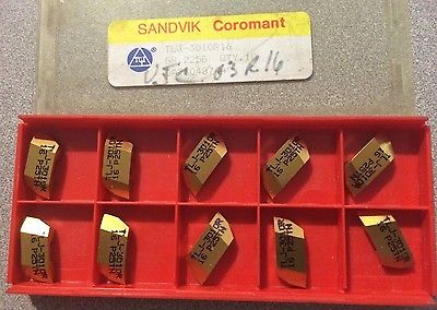 SANDVIK Coromant TLJ 3010R 16 225G P25TN Lathe Grooving Carbide 10 Inserts Gold