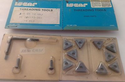 ISCAR Threading Tool 3/8 ER 12 UNJ IC 20 Carbide Inserts 10 Pcs Thread Lathe New