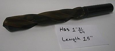 High Speed Steel Straight Shank Drill Bit HSS 1-31/64” x 15" OAL Lathe Mill