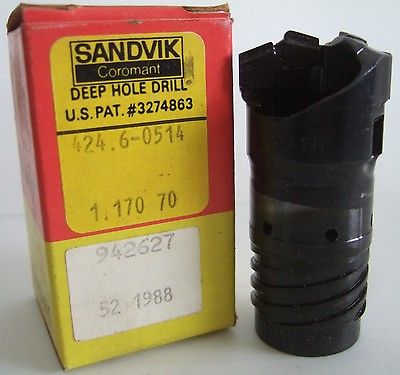 SANDVIK Coromant Carbide Ejector Deep Hole Drill 1.170 Diameter 424.6-0514 New