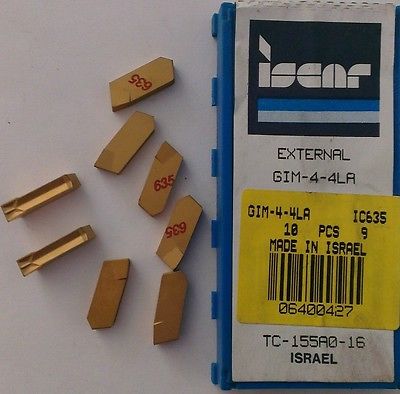 ISCAR External GIM 4-4LA IC 635 Carbide Inserts 8Pcs Lathe Grooving Cut-Off Gold