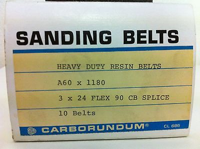 3 x 24 Carborundum 10 Heavy Duty Resin Sanding Belts A60 x 1180 Flex 90 CB New