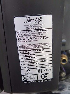 Rainsoft Gold Series Water Treatment System Model AQC 75 CV and Model QRS 844 H