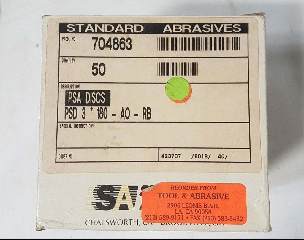 50 Pcs Standard Abrasives PSA Sanding Disc 704863 PSD 3 180 AO RB New US