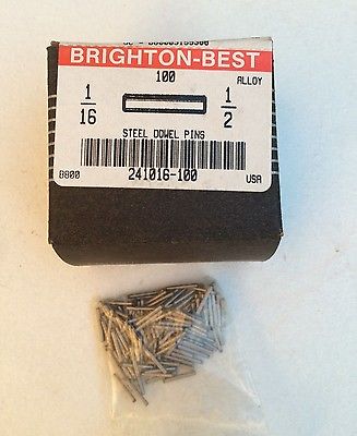 Lot of 100 Pcs Brighton Best Steel Dowel Pins 1/16 x 1/2 New USA