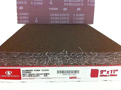 Carborundum Abrasives 25 A/O Aluminum Oxide Cloth Sheets 60 Grit 9" x 11" XC0851