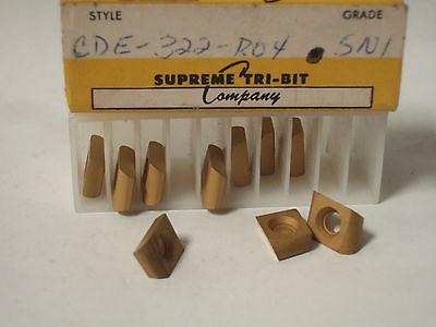 SUPREME TRI BIT CDE 322 R04 SN1 Lathe Carbide Inserts 10 Pcs New