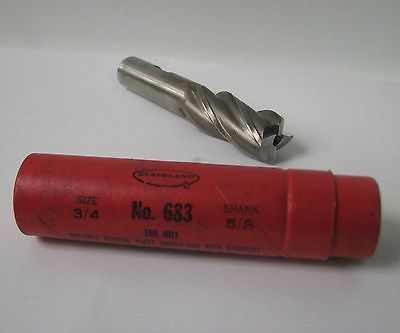 Cleveland #683 HSS End Mill 3/4" Diameter 5/8" Shank 4 Flutes Brand New