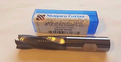 Niagara Cutter 1/2 x 1/2 x 1 x 3 End Mill 4F 20 RH Carbide SR420 Rougher 76187
