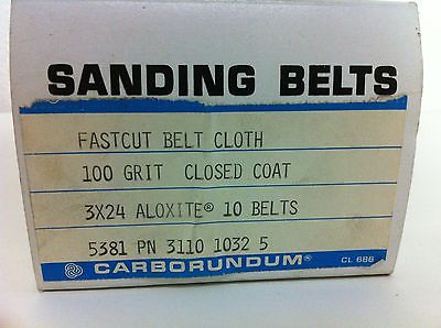 Carborundum Abrasives 10 Fastcut Cloth Aloxite Belts 100 Grit Closed Coat 3