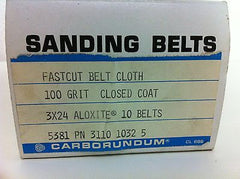 Carborundum Abrasives 10 Fastcut Cloth Aloxite Belts 100 Grit Closed Coat 3