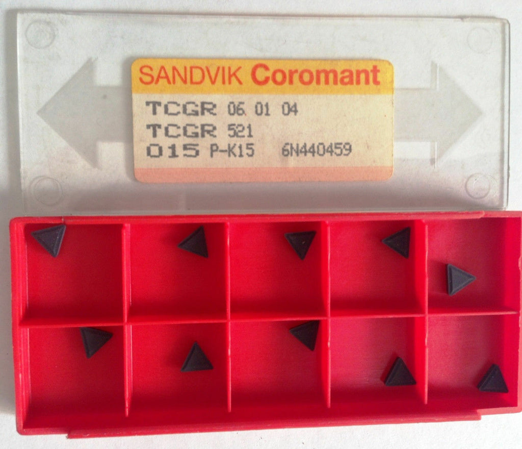 SANDVIK Coromant TCGR 521 Carbide Inserts 015 PK-15 Lathe New 10 Pcs 06 01 04