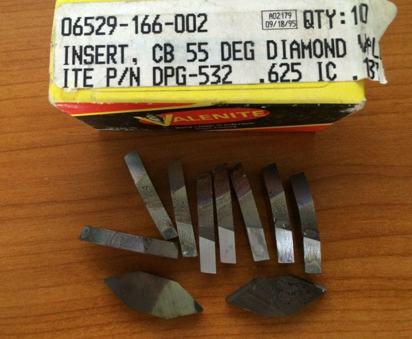 10 Pcs  Valenite DPG 532 IC 187 0.625 K CB 55 DEG Diamond Lathe Carbide Inserts