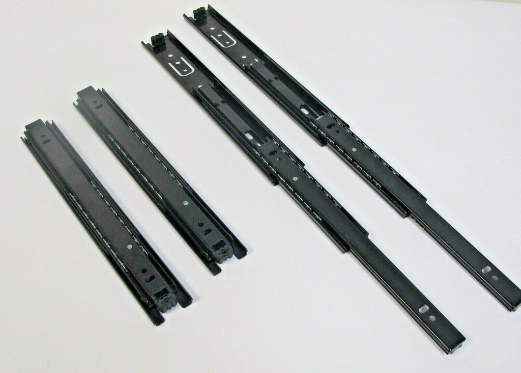 Lot of 4 Ball Bearing Full Extension Drawer Slides 10" Black 100lbs New 2 Pairs