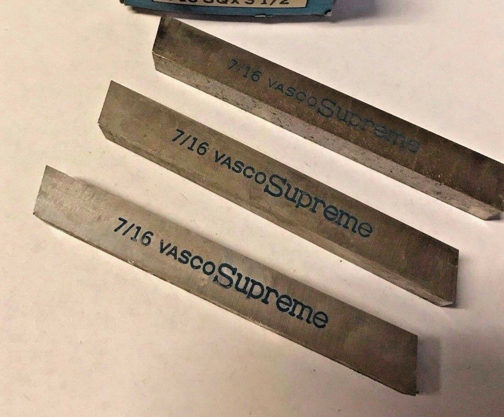Lot of 3 VASCO SUPREME 7/16" x 3-1/2" Square Lathe Tool Cutting HSS Bits Ground