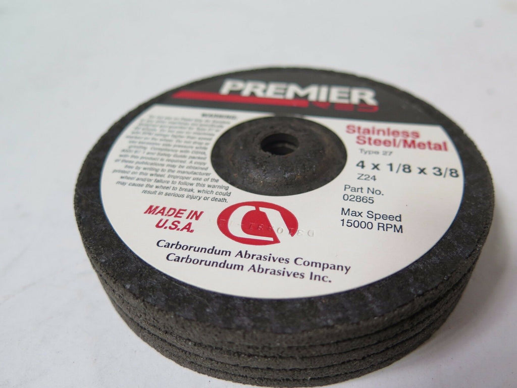 Carborundum Premier Red Stainless Steel 4"x1/8"x3/8" Grinding Wheel Discs Qty 5