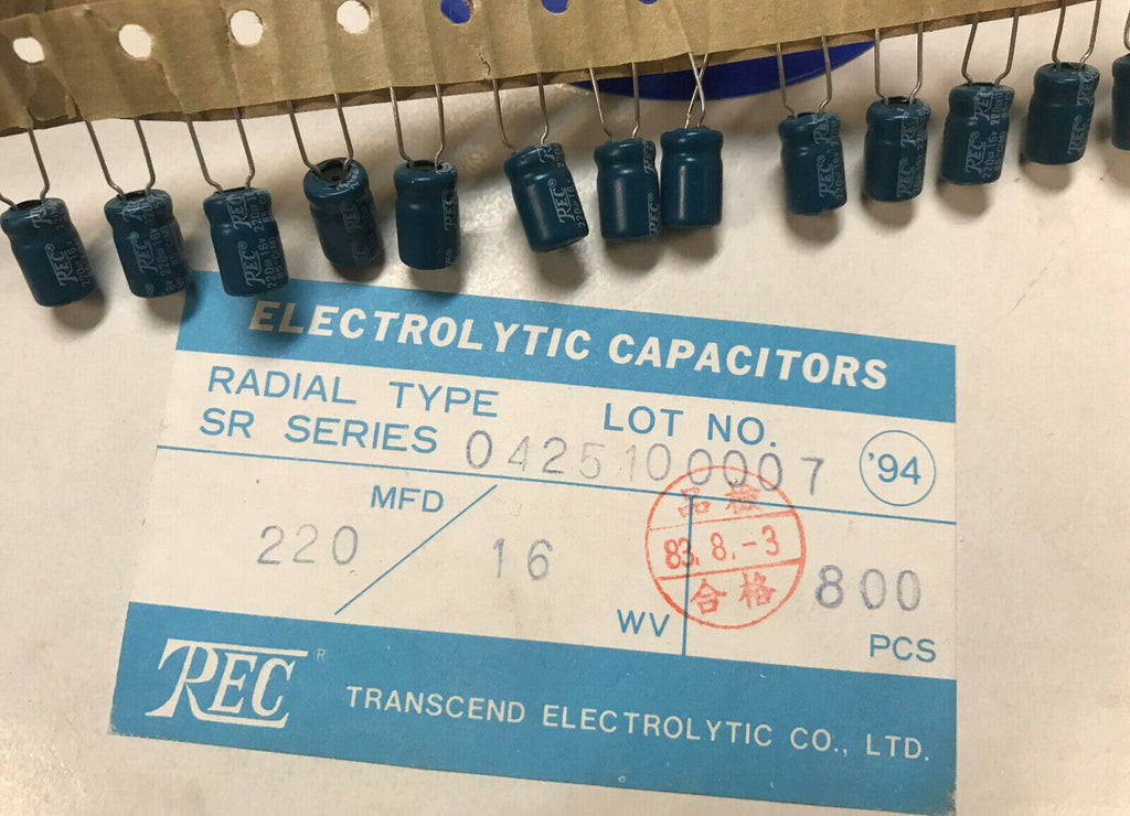 New Lot of 20 Pcs REC Radial Type Electrolytic Capacitors 220uF 220mfd 16V